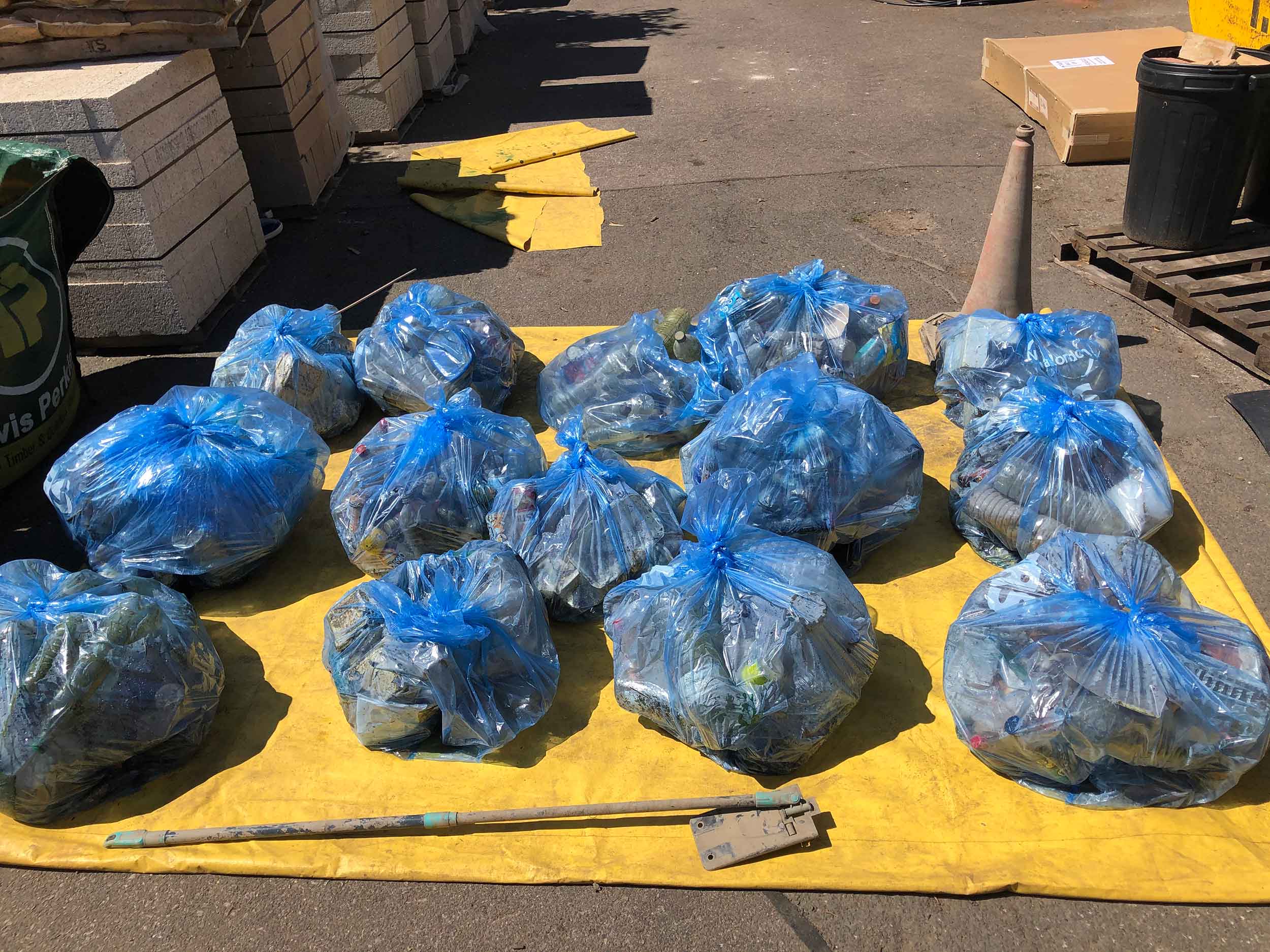 14 bags of rubbish collected from the river Lea